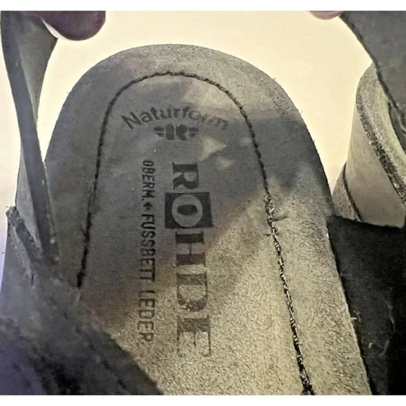 NWT!! Womens 36 German Rohde‎ Black Suede Comfortable Wedge Sandals Nature Form - Picture 3 of 7